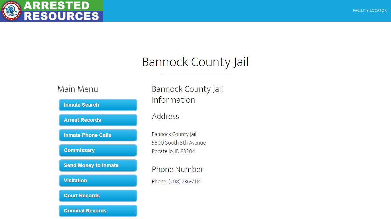 Bannock County Jail - Inmate Search - Pocatello, ID